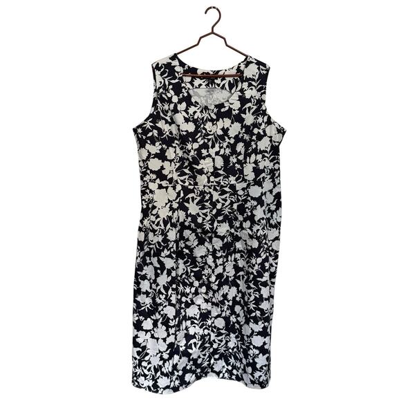 Chadwick’s of Boston 24W Plus Hawaiian Floral Dress Navy White Tourist Vacation - Picture 2 of 8